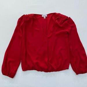 Veronica M Red Cross over long sleeve blouse